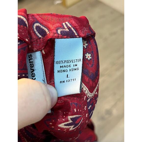 VTG Valerie Stevens Slip Dress Large Red Paisley Club Valentines Flaw - Picture 8 of 10